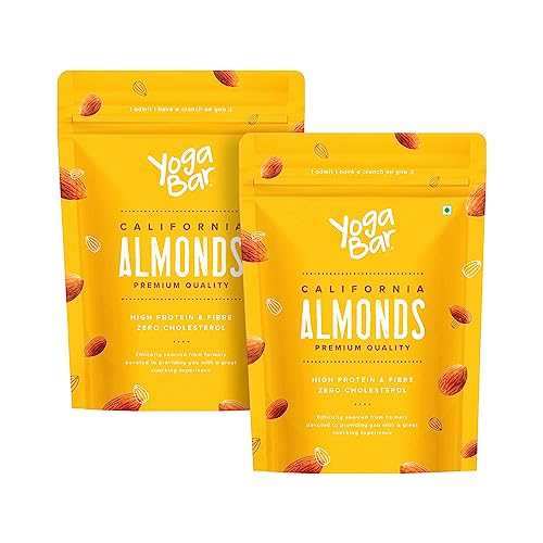 Yogabar California Almonds 1kg | Badam Giri Nuts & Dry Fruits| Rich in Protein, Fiber, Vitamin E, Magnesium & Calcium | Healthy Badami Snacks