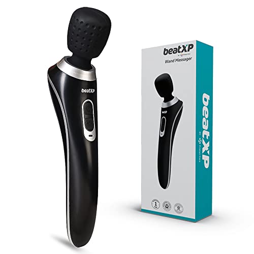 beatXP Intense Smart Vibration Wand for Personal Body Pain Relief Waterproof, Cordless Head Massager, Travel Lock Mode and Smart Memory Technology, 1 Year Warranty, Battery Powered, Black
