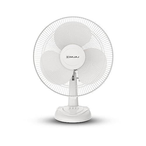 Bajaj Frore Neo Table Fan 400 MM | Table fans for Home & Office |Aerodynamically Balanced Blades| 100% CopperMotor| HighAir Delivery|3-Speed Control| 2-Yr Warranty White