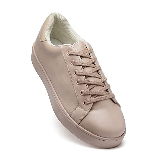 SOLETHREADS Glaze | Lightweight Soft Comfortable with Extra Cushion Lace-Up Casual Sneaker for Women | Peach | UK4