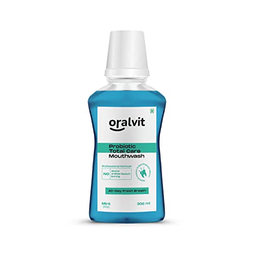 Oralvit Probiotic Total Care Mouthwash with Mild Mint | No Alcohol, No Burning Sensation, No Artificial Flavour | For Men & Women – 300ml