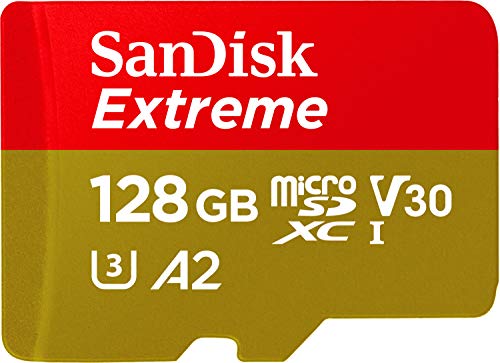 SanDisk Extreme® 128GB microSDXC¢ UHS-I, 190MB/s Read,90MB/s Write Memory Card for 4K Video on Smartphones, Action Cams and Drones