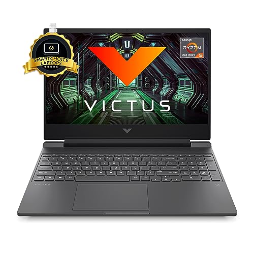 HP [Smart Choice] Victus Gaming Laptop AMD Ryzen 5 5600H 15.6 “(39.6 cm) FHD IPS (8GB RAM/512GB SSD/AMD Radeon RX 6500M Graphics(4GB GDDR6)/144Hz/9ms Response time/Backlit KB/B&O/Win 11),15-fb0777AX