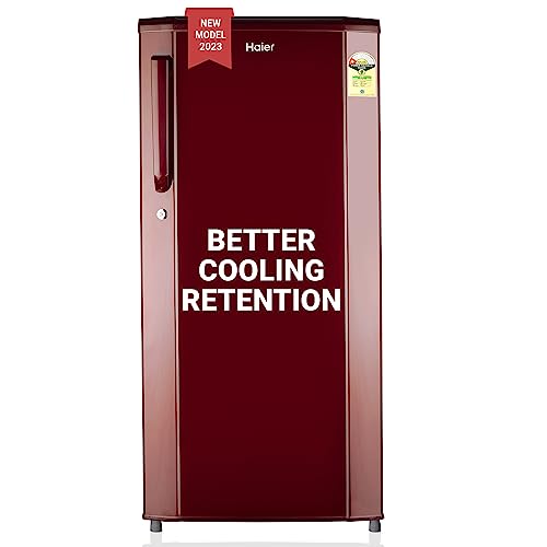 Haier 165 L 1 Star Direct Cool Single Door Refrigerator Appliance (2023 Model, HED-171RS-P, Red Steel)