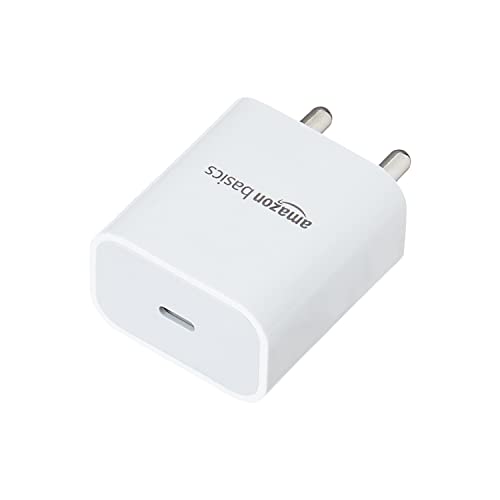 AmazonBasics 20W Phone Charger for Type C Adapter with Fast Charging Without Cable Easy to Carry(White)