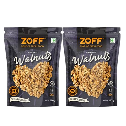 Zoff Walnuts: The Ultimate Healthy Snack – Fresh, Crisp, and Perfectly Roasted | 250GM | Pack of 2 |Total weight 500GM