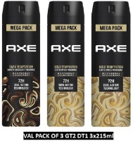 AXE Gold and Dark Temptation Deodorant Spray  –  For Men(645 ml, Pack of 3)