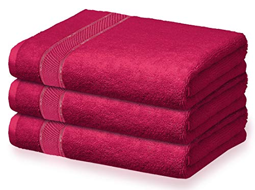 Kuber Industries Cotton Style Premium 3 Pieces Bath Towel, 500 GSM(Maroon)