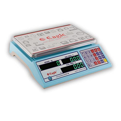 Eagle Countertop Electronic Weight Machine, 40 kg Capacity, Accuracy 2 g/5 g, Numeric Keypad Rechargeable Battery – Digital Weight Machine for Shop, Commercial, Industries, Factories, Retail Counters