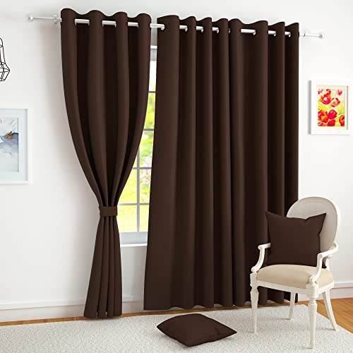 Story@Home Blackout Curtains 9 feet Long Set of 1 Room Darkening Long Door Curtain Plain, Light Brown