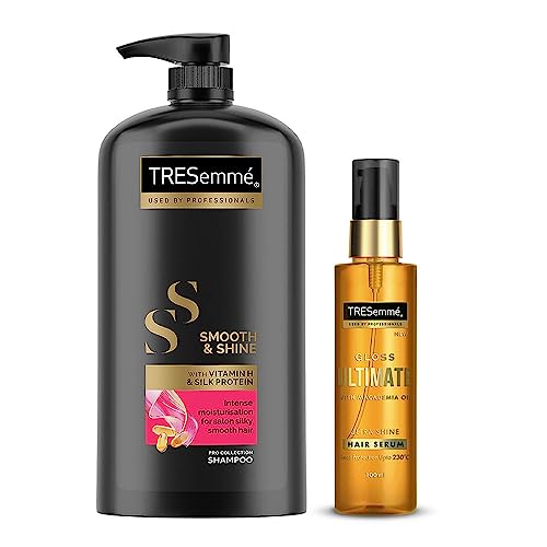 TRESemme Smooth and Shine Kit for Super shiny Finish – Smooth and Shine 1L Shampoo and Gloss Ultimate 100ml Serum