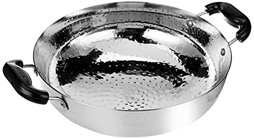 Tosaa Stainless Steel Matahr Kadai with Handle Size 14,27 cm, Silver