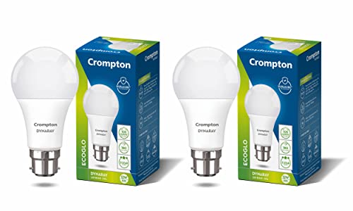 Crompton Dyna Ray 12W Round B22 LED Cool Day Light Pack of 2
