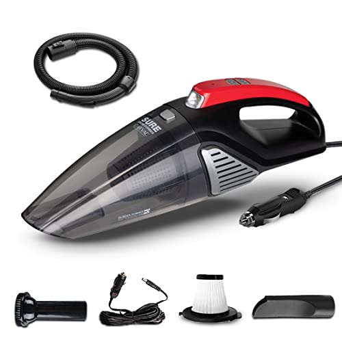 Eureka Forbes car Vac 100 Watts Powerful Suction Vacuum Cleaner with Washable HEPA Filter, 3 Accessories,Compact,Light Weight & Easy to use (Black and Red)