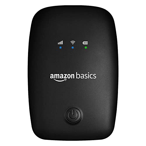 AmazonBasics 4G LTE Wireless Dongle with All SIM Network Support | Plug & Play Data Card Stick with up to 150Mbps WiFi Hotspot | 2100mAh Rechargeable Battery| SIM Adapter Included (Black)
