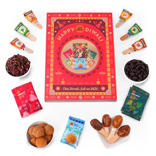 GO DESi Diwali Gift Hamper Box | Assorted Gift Hamper | Desi Popz | Coconut Laddoos | Meetha Paan | Choco Meetha Paan