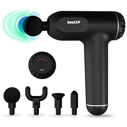 beatXP Bolt Deep Tissue Massage Gun | Percussion Muscle Massager for Full Body Pain Relief of Neck, Shoulder, Back, Foot for Men & Women Up to 1 Year Warranty (Black)