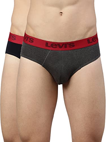 Levi’s Men’s Cotton Blend Style #066 Active Regular Fit (Pack of 2) (#066-ACTIVE Brief-DGM,Navy BZER-P2_Dark Grey Melange, Blazer_M)