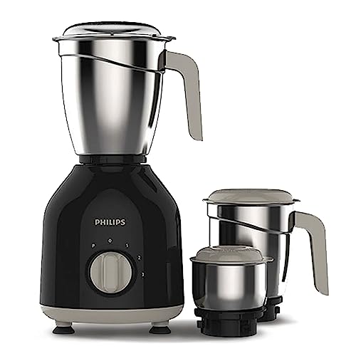 Philips HL7756/00 Mixer Grinder 750 Watt, 3 Stainless Steel Multipurpose Jars with 3 Speed Control and Pulse function (Black)