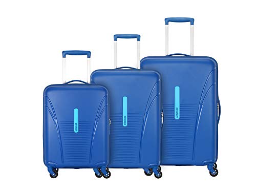 American Tourister Ivy 3 Pc Set 55 Cms, 68 Cms & 77 Cms Small, Medium & Large Polypropylene (PP) Hard Sided 4 Spinner Wheels Luggage/Trolley Bag with TSA Lock (Blue)