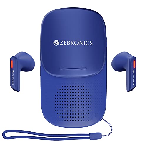 ZEBRONICS Sound Bomb X1 3-in-1 Wireless Bluetooth v5.0 In Ear Earbuds + Speaker Combo with 30 Hour Backup, Built-in LED Torch, Call Function, Voice Asst, Type C and Splash Proof Portable Design (Blue)