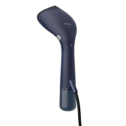 PHILIPS Handheld Garment Steamer STH7020/20 – Convenient Vertical and Horizontal Steaming with unique adjustable head, 1500 Watt Quick Heat Up, up to 28g/min steam, Kills 99.9%* Bacteria (Deep Azur)