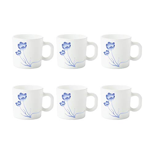 Larah by BOROSIL Tulip Opalware Cup Set, 6 Pieces, White, 100 milliliter