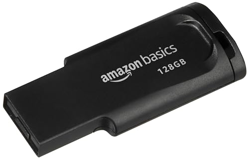 Amazon Basics 128 GB Flash Drive | USB 2.0 E Series | Temperature, Shock and Vibration Resistant | Plastic Body Finish