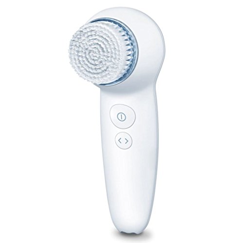 Beurer FC 65 Pureo Deep Clear Facial Brush with 2 Function Levels Vibrating and pulsating | 3 Speed Settings | Battery-Powered | Blue LED Light | 3 Years Warranty
