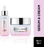 L’Oréal Paris Glycolic Bright Serum 15ml + Day cream 15ml | Anushka’s Skin Brightening Combo(2 Items in the set)