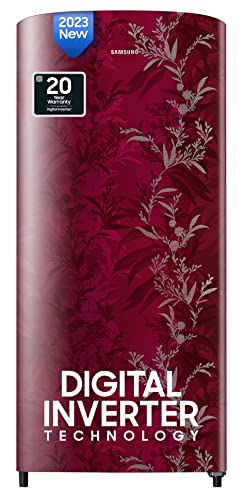 Samsung 183 L 2 Star Digital Inverter Direct-Cool Single Door Refrigerator (RR20C20C26R/NL, Mystic Overlay Red, 2023 Model)