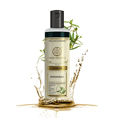 Khadi Natural Bhringraj Hair Oil For Controlling Hair Fall, Nourishing Oil For Healthy Hair Growth, Paraben & Silicone-Free Suitable For All Hair Types, 210ml