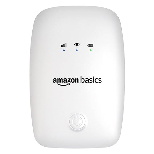 AmazonBasics 4G LTE Wireless Dongle with All SIM Network Support | Plug & Play Data Card Stick with up to 150Mbps WiFi Hotspot | 2100mAh Rechargeable Battery| SIM Adapter Included (White)-AB-WHT-03