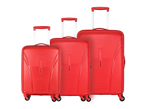 American Tourister Ivy 3 Pc Set 55 Cms, 68 Cms & 77 Cms Small, Medium & Large Polypropylene (PP) Hard Sided 4 Spinner Wheels Luggage/Trolley Bag with TSA Lock (Red)