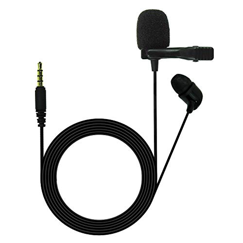 JBL Commercial CSLM20 Auxiliary Omnidirectional Lavalier Microphone, Earphone For calls, Video Conferences, And Monitoring, Black, Small
