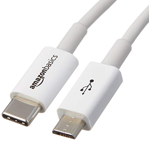 Amazon Basics USB Type-C to Micro-B 2.0 Cable for Tablet, Personal Computer, Laptop, Smartphone (0.9 Meters, White)