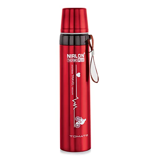 NIRLON Stainless Steel Double Wall Insulated Flask Thermos Water Bottle with Cup Cap for Coffee, Tea and Travel, 1000ml, Red