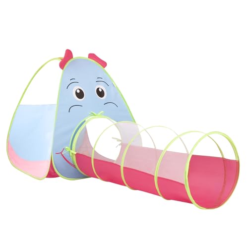 Amazon Brand – Jam & Honey 2 in 1 Elephant Tent for Kids | Pop-up and Play | Tent with Tunnel