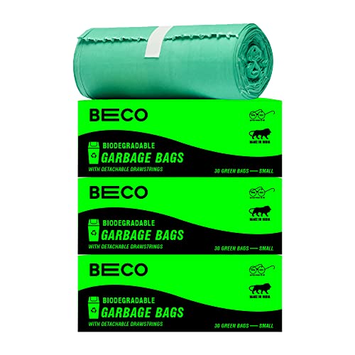 Beco Eco Friendly Biodegradable OXO Garbage Bags for Dustbin | 90 Pcs | Small 17 X 19 Inches | Pack of 3 | Green