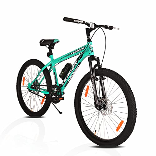 Leader TORFIN MTB 26T Mountain Bicycle/Bike Without Gear Single Speed with Front Suspension and Dual Disc Brake for Men – Ideal for 10+ Years (Frame: 18 Inches) (26T, SEA Green Black)