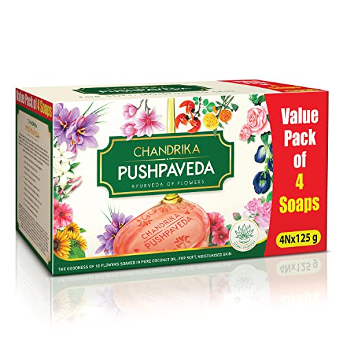 Chandrika Pushpaveda for Petal soft with Ayurveda of flowers 125g (Pack of 4)