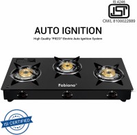 Fabiano 3 Burner Curl Smart Auto Ignition ISI Certified, LPG To PNG Convertible Glass Automatic Gas Stove(3 Burners)