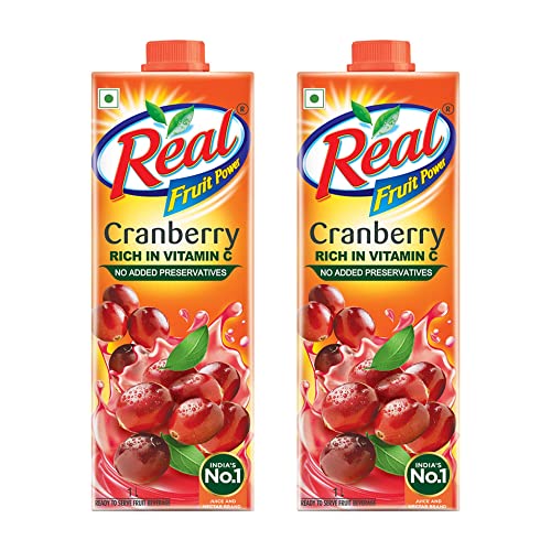 DABUR Real Cranberry Fruit Juice-1L (Pack Of 2)|Rich In Vitamin C|No Added Preservatives|Goodness Of Best Cranberries|Daily Dose Of Fruit Nutrition|Tasty,Refreshing&Energizing Fruit Drink