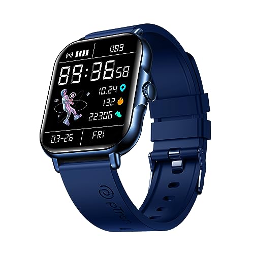 PTron Newly Launched Reflect Callz Smartwatch with Bluetooth Calling, 1.85″ Full Touch Display, 600 NITS, Digital Crown, 100+ Watch Faces, HR, SpO2, Sports Mode, 5 Days Battery Life & IP68 (Blue)