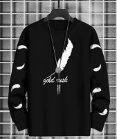 METRONAUT Graphic Print, Typography Men Round Neck Black T-Shirt