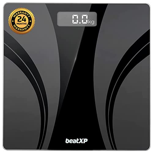 beatXP Actifit Breeze Digital Weight Machine For Body Weight with Thick Tempered Glass, Best Bathroom Weighing Scale with LCD Display – 2 Year Warranty