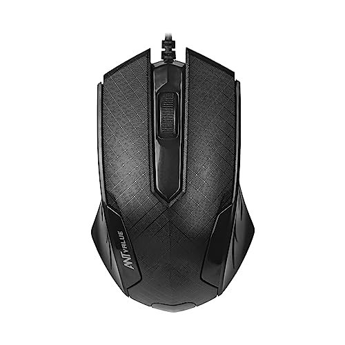 Ant Value OM100 Wired Optical Mouse, 1200 DPI 3 Button Corded Computer Mouse,Gaming Mouse Office Home Optical Ergonomic Mouse Plug in Mouse Compatible with MacBook PC Laptop – Black