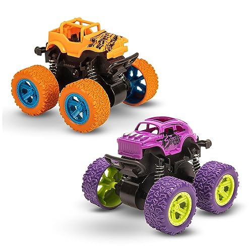 GRAPHENE Monster Truck for Boys 3 4 5 6 7 Year Old,Push and Go Friction Powered Car Toys, Double-Directions Inertia Pull Back Vehicle Set,Birthday Party Gift for Kids