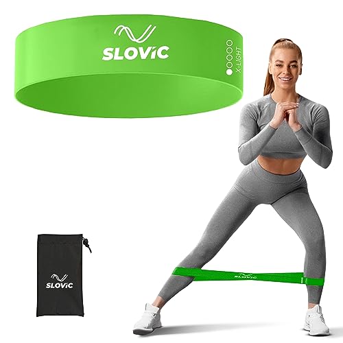 Resistance Loop Bands by Slovic 100% Natural Latex Exercise Bands with 1 Year Warranty Mini Resistance Loop Band for Full Body Exercises – Green