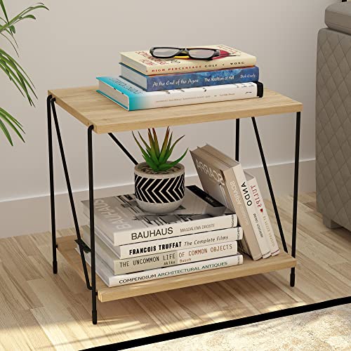Story@Home Lazywud Collection Do-It-Yourself 2 Tier Book Shelf, Book Stand for Living Room, Kids Room and Study Room, (Summer Oak Finish)